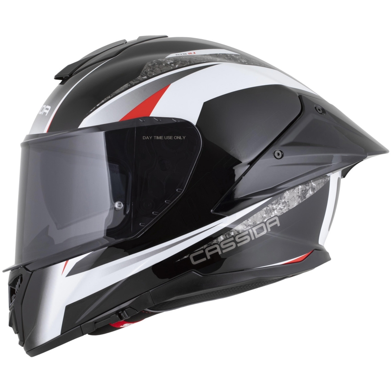 Cassida Integral GTS 2.1 Mega motocikla ķivere, melna-balta-sarkana