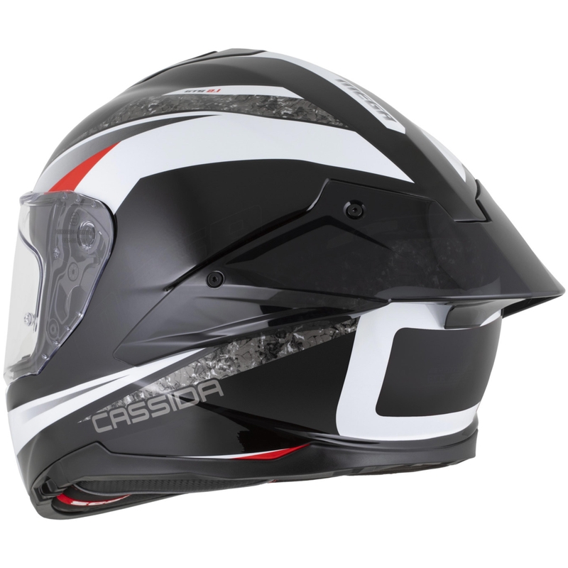 Cassida Integral GTS 2.1 Mega motocikla ķivere, melna-balta-sarkana