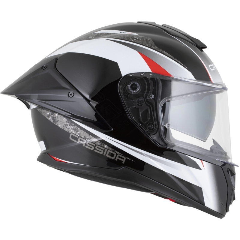 Cassida Integral GTS 2.1 Mega motocikla ķivere, melna-balta-sarkana