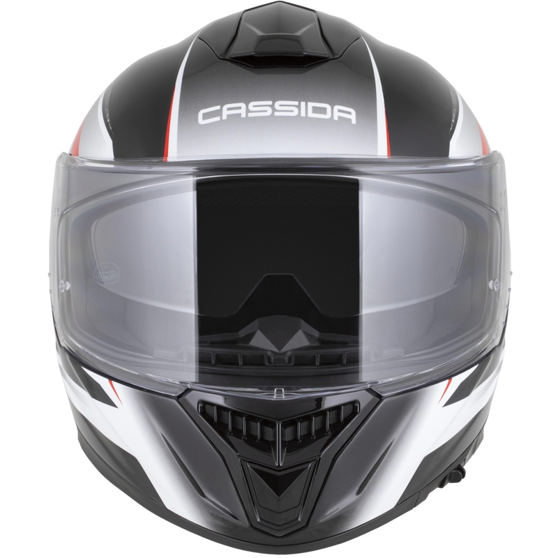 Cassida Integral GTS 2.1 Mega motocikla ķivere, melna-balta-sarkana