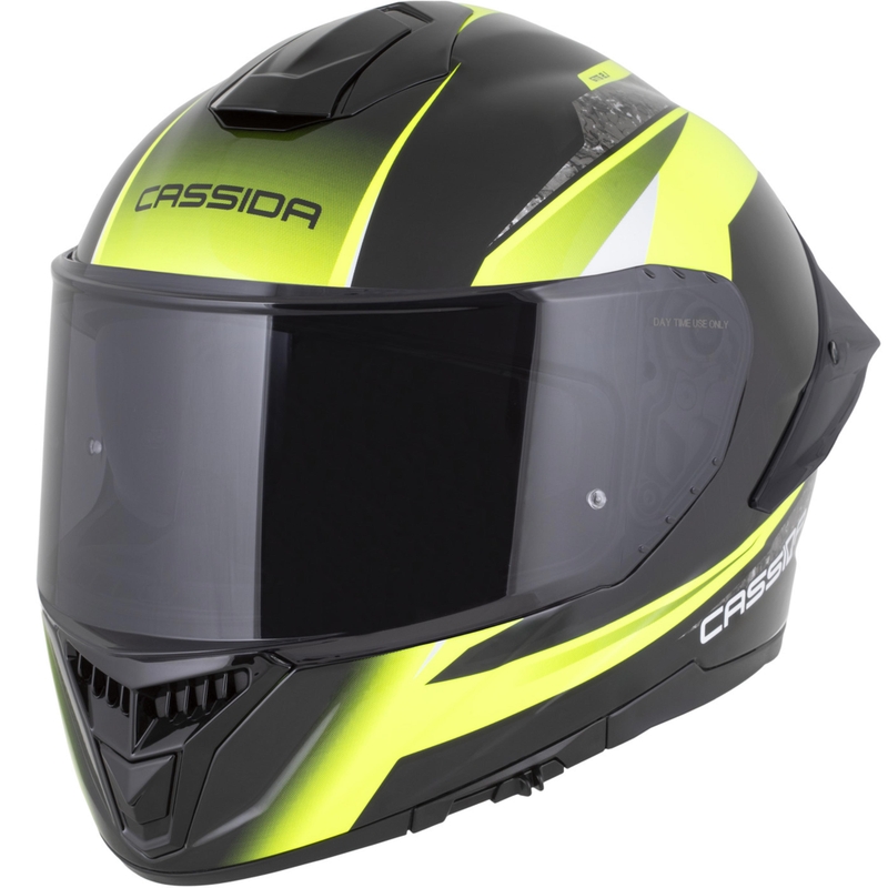 Cassida Integral GTS 2.1 Mega motocikla ķivere, melna-fluorescējoši dzeltena-balta