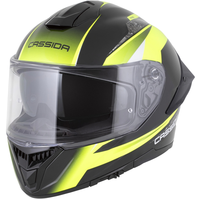 Cassida Integral GTS 2.1 Mega motocikla ķivere, melna-fluorescējoši dzeltena-balta