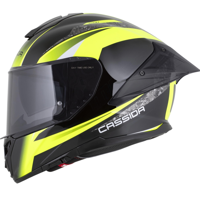 Cassida Integral GTS 2.1 Mega motocikla ķivere, melna-fluorescējoši dzeltena-balta