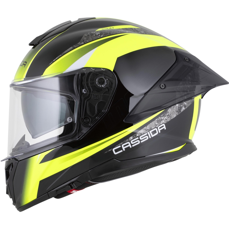 Cassida Integral GTS 2.1 Mega motocikla ķivere, melna-fluorescējoši dzeltena-balta