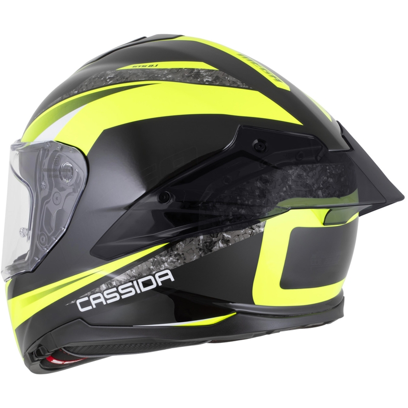 Cassida Integral GTS 2.1 Mega motocikla ķivere, melna-fluorescējoši dzeltena-balta