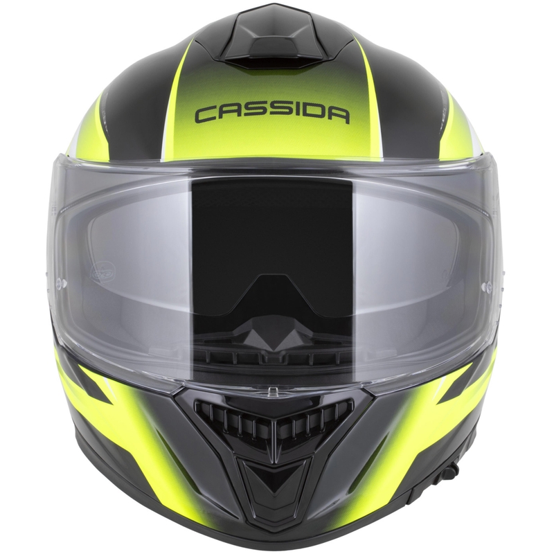 Cassida Integral GTS 2.1 Mega motocikla ķivere, melna-fluorescējoši dzeltena-balta