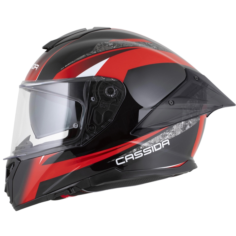 Cassida Integral GTS 2.1 Mega motocikla ķivere, melna-sarkana-balta