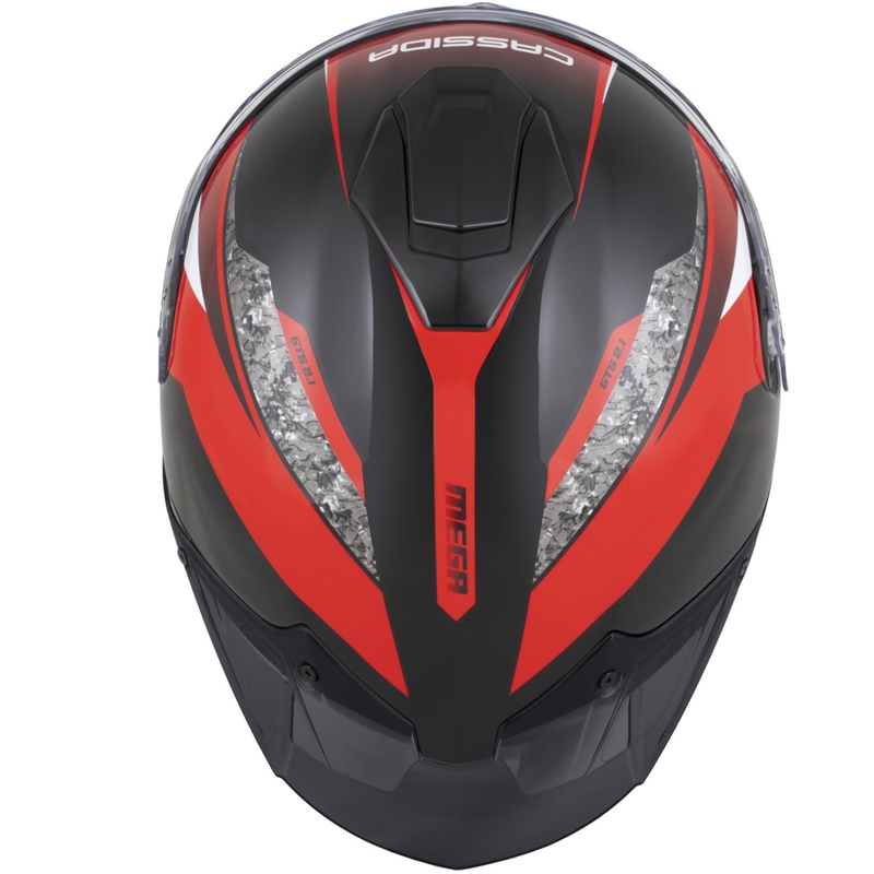 Cassida Integral GTS 2.1 Mega motocikla ķivere, melna-sarkana-balta