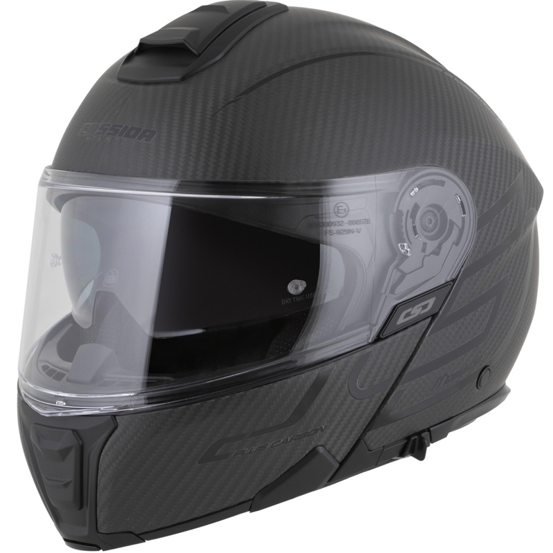 Atverama motocikla ķivere Cassida Modulo 2.1 Plus Carbon BlackOut matēti melna