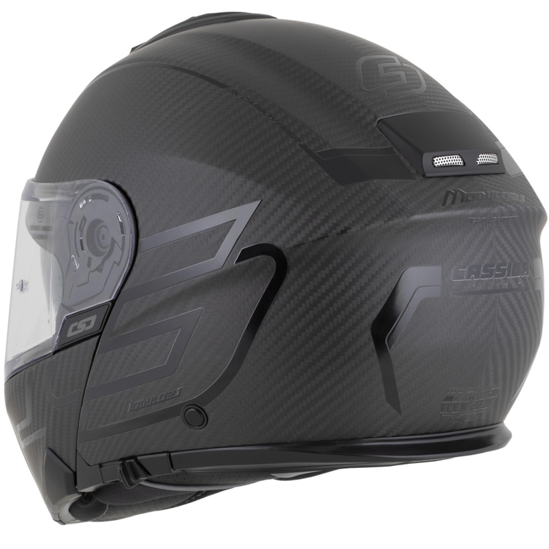 Atverama motocikla ķivere Cassida Modulo 2.1 Plus Carbon BlackOut matēti melna