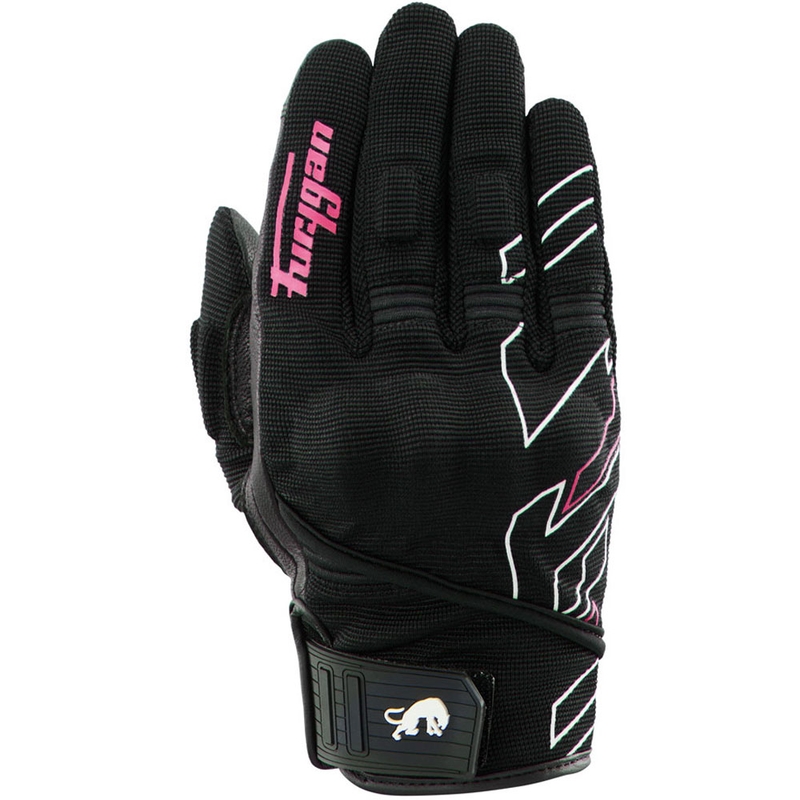 Sieviešu motocikla cimdi Furygan Jet Neon D3O® Evo melni-balti-rozā