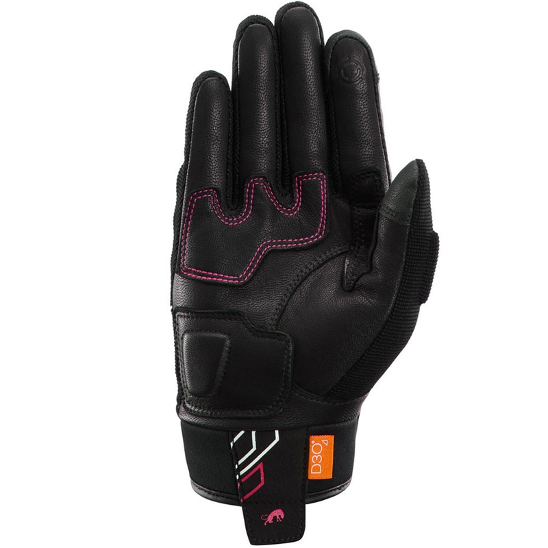 Sieviešu motocikla cimdi Furygan Jet Neon D3O® Evo melni-balti-rozā