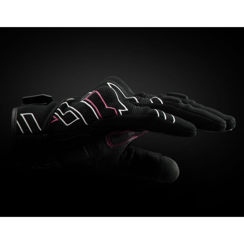Sieviešu motocikla cimdi Furygan Jet Neon D3O® Evo melni-balti-rozā
