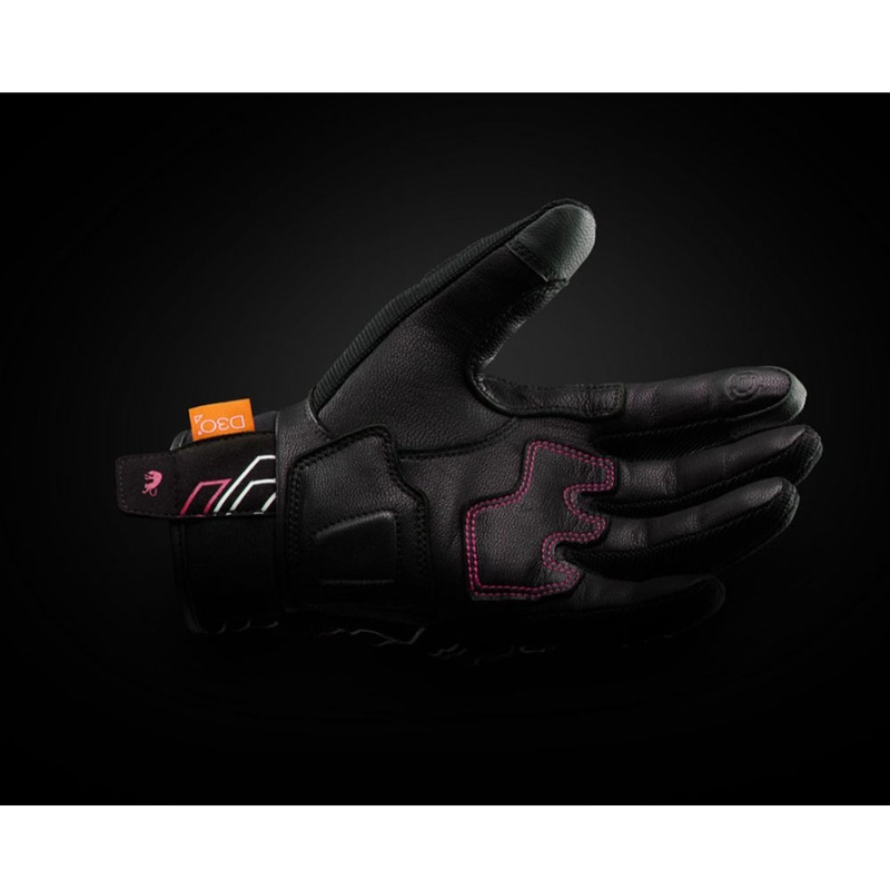 Sieviešu motocikla cimdi Furygan Jet Neon D3O® Evo melni-balti-rozā