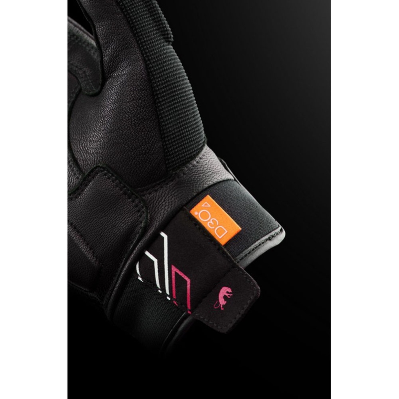 Sieviešu motocikla cimdi Furygan Jet Neon D3O® Evo melni-balti-rozā