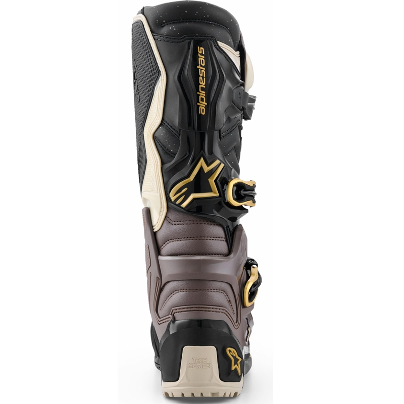 Alpinestars TECH 7 Enduro Drystar motocikla zābaki melni-tumši pelēki-zelta krāsā