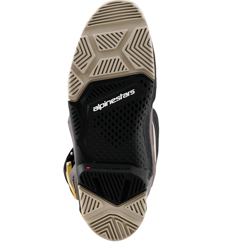 Alpinestars TECH 7 Enduro Drystar motocikla zābaki melni-tumši pelēki-zelta krāsā