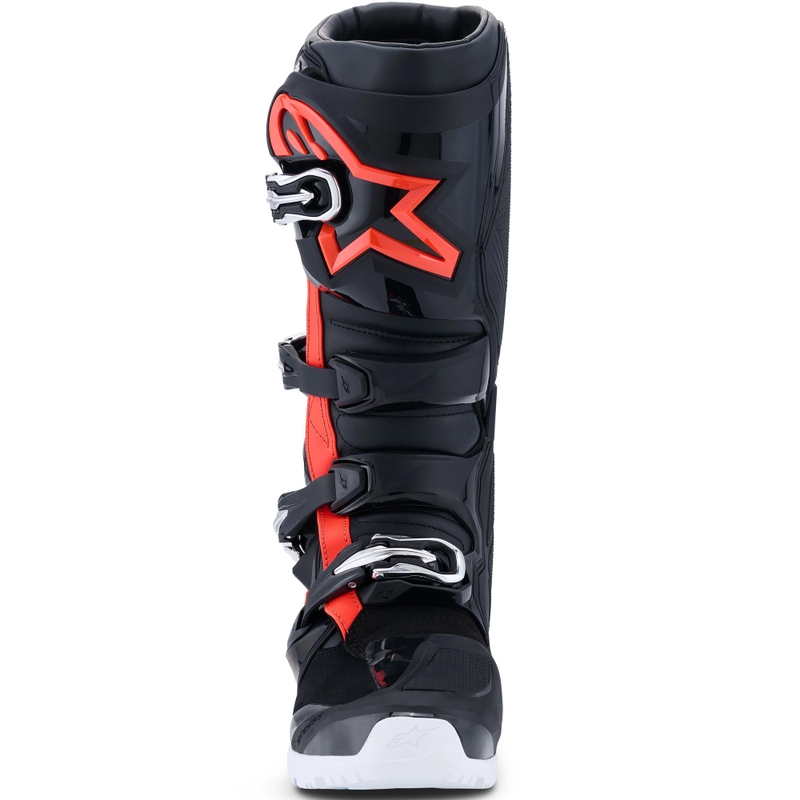 Alpinestars TECH 7 Enduro Drystar motocikla zābaki melni-fluorescējoši sarkani-balti