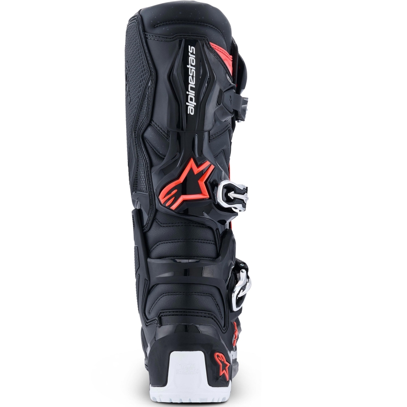 Alpinestars TECH 7 Enduro Drystar motocikla zābaki melni-fluorescējoši sarkani-balti