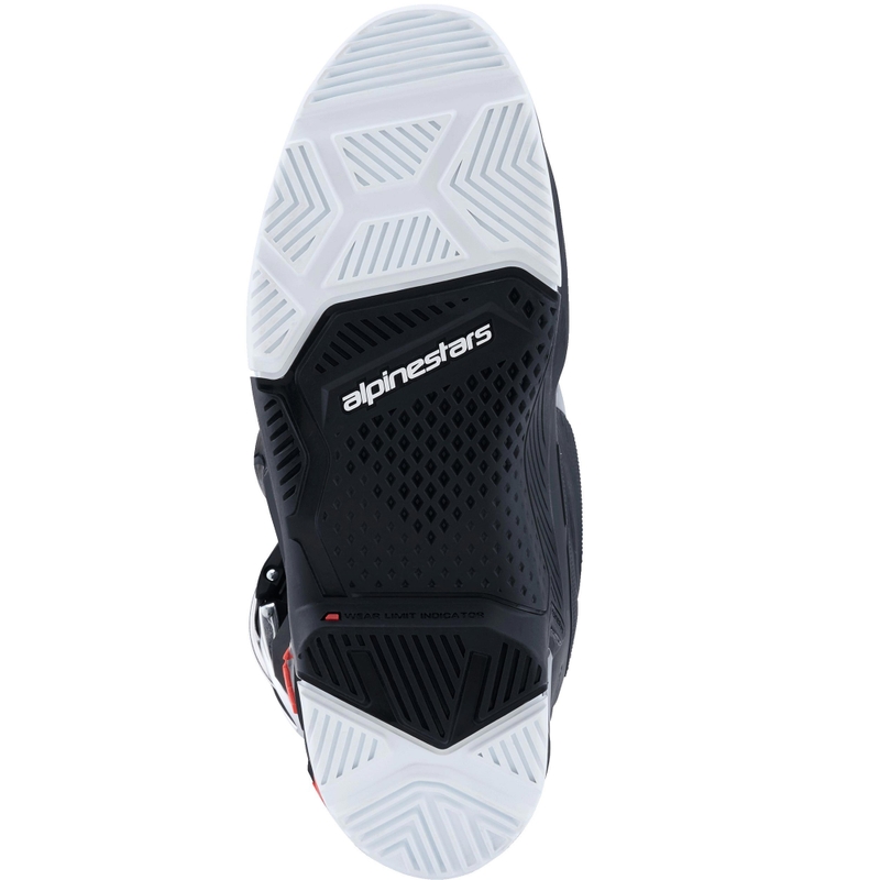 Alpinestars TECH 7 Enduro Drystar motocikla zābaki melni-fluorescējoši sarkani-balti