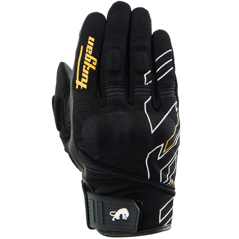 Furygan Jet Neon D3O® Evo sieviešu motocikla cimdi, melni-zeltaini
