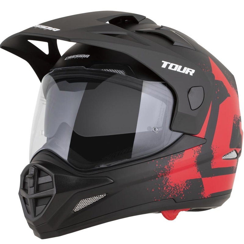 Enduro motocikla ķivere Cassida Tour 2.0 Crew matēti melna-sarkana