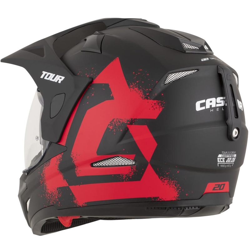 Enduro motocikla ķivere Cassida Tour 2.0 Crew matēti melna-sarkana