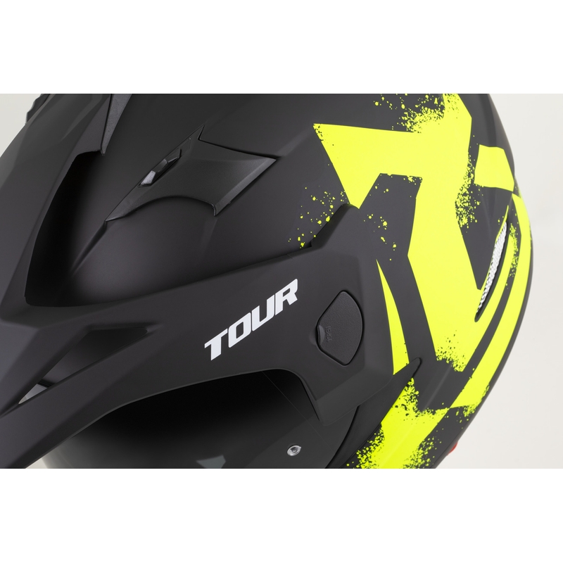 Enduro motocikla ķivere Cassida Tour 2.0 Crew matēti melna-fluorēti dzeltena