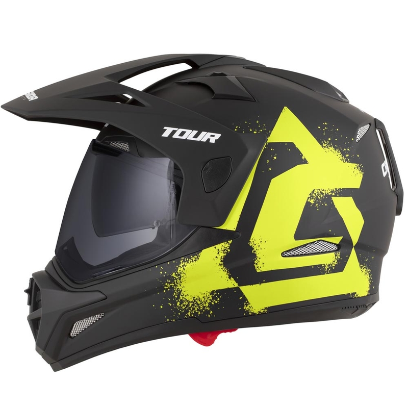 Enduro motocikla ķivere Cassida Tour 2.0 Crew matēti melna-fluorēti dzeltena