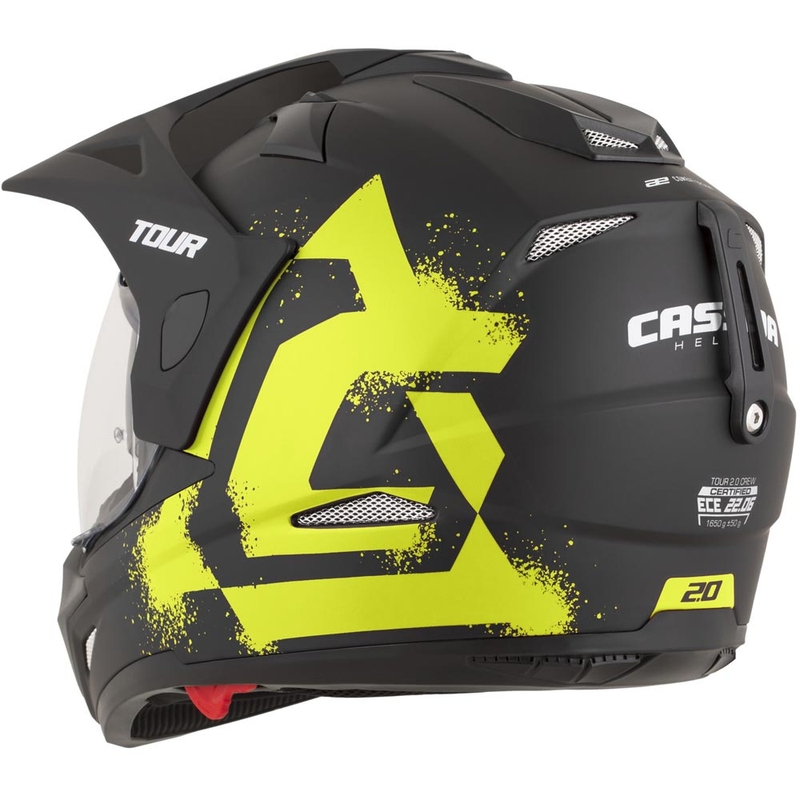 Enduro motocikla ķivere Cassida Tour 2.0 Crew matēti melna-fluorēti dzeltena