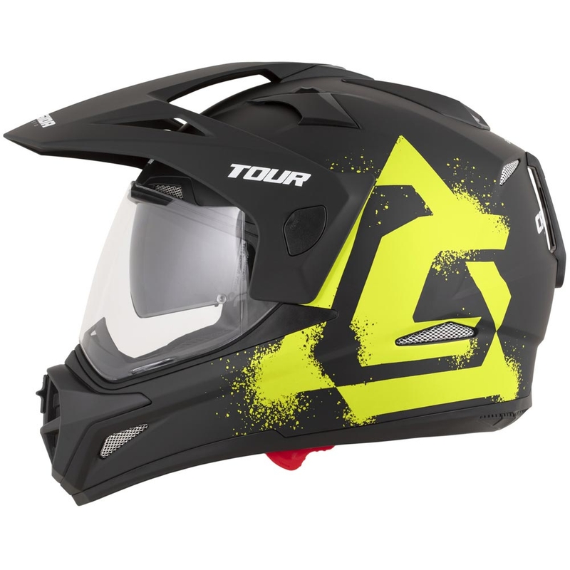 Enduro motocikla ķivere Cassida Tour 2.0 Crew matēti melna-fluorēti dzeltena