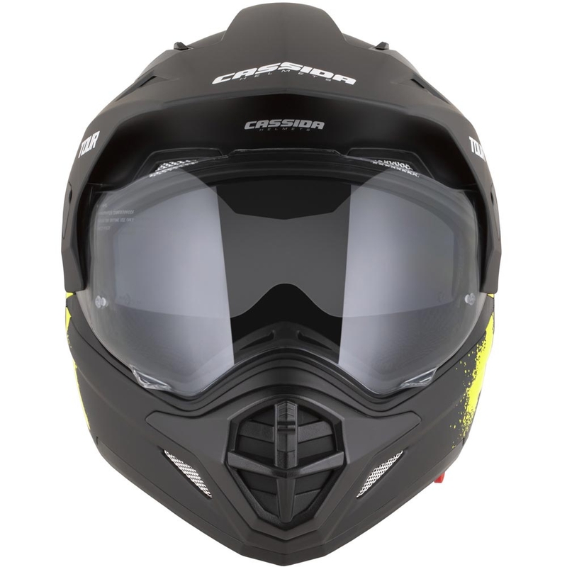Enduro motocikla ķivere Cassida Tour 2.0 Crew matēti melna-fluorēti dzeltena