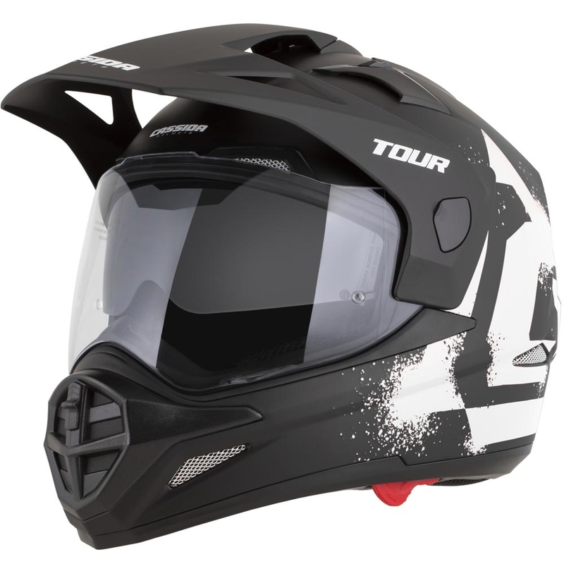 Enduro motocikla ķivere Cassida Tour 2.0 Crew matēta melna-balta
