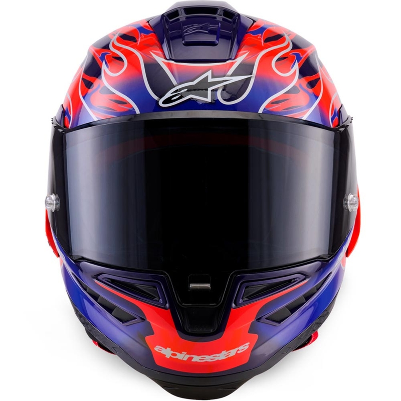 Alpinestars Supertech R-10 Flyte motocikla ķivere, pilna izmēra, ierobežotas izlaiduma, Jorge Martin, violeti sarkana