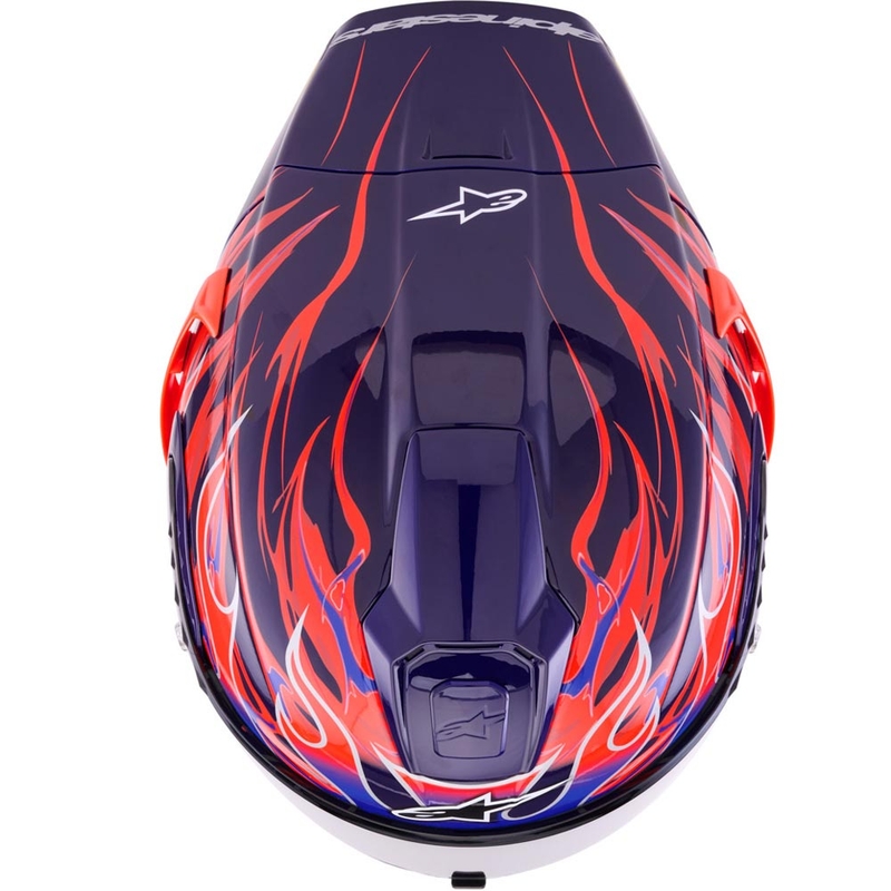 Alpinestars Supertech R-10 Flyte motocikla ķivere, pilna izmēra, ierobežotas izlaiduma, Jorge Martin, violeti sarkana