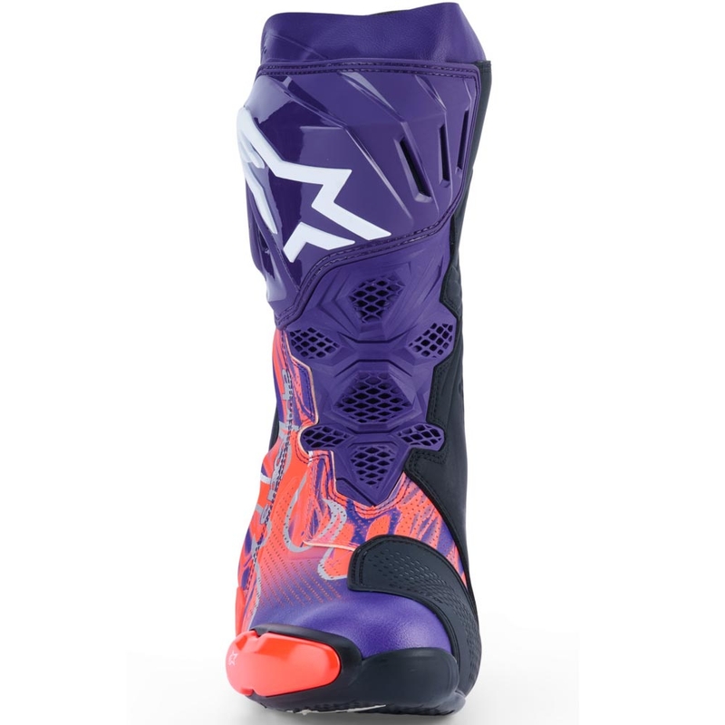 Alpinestars Supertech R Vented Flyte motociklu zābaki, ierobežotas tirāžas, Jorge Martin violeti-sarkani-melni