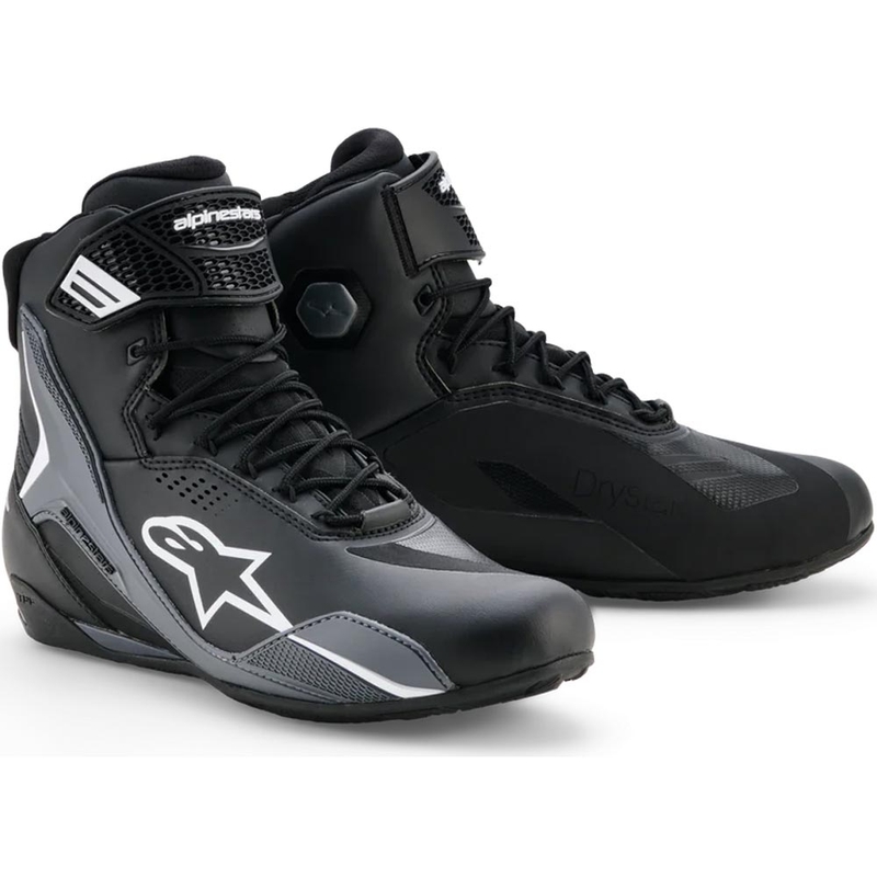 Alpinestars Faster-4 Drystar motociklu zābaki melni-tumši pelēki-balti