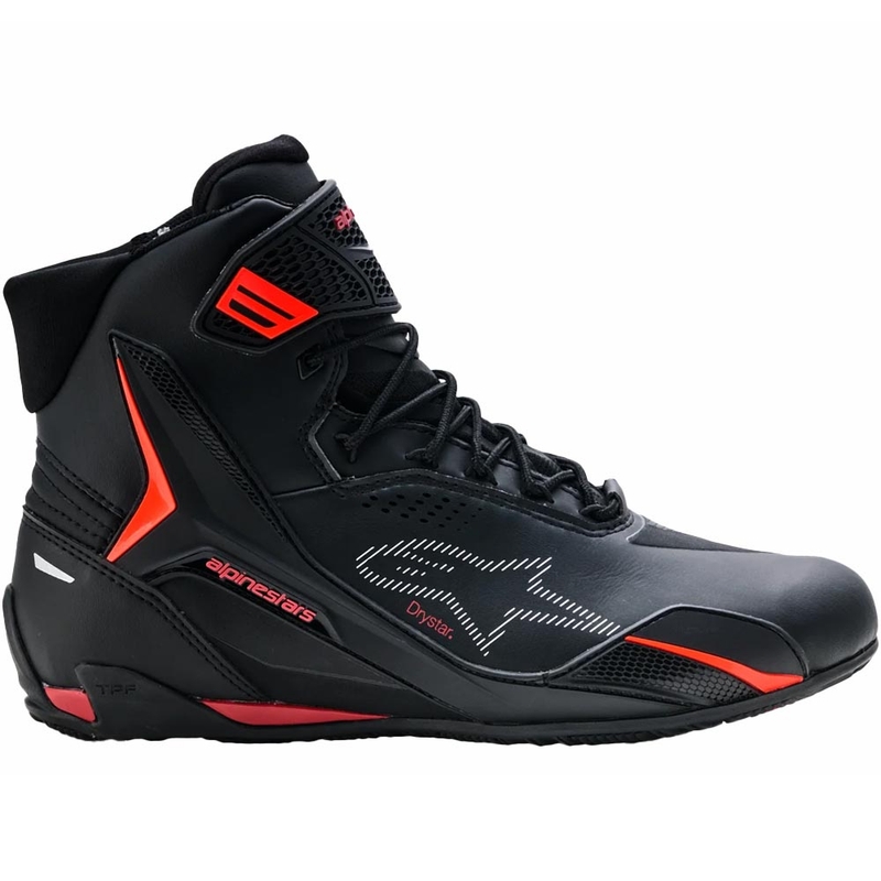 Alpinestars Faster-4 Drystar motociklu zābaki melni-fluorescējoši sarkani