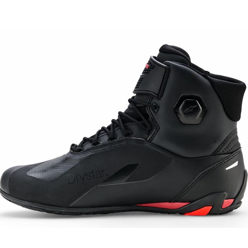 Alpinestars Faster-4 Drystar motociklu zābaki melni-fluorescējoši sarkani