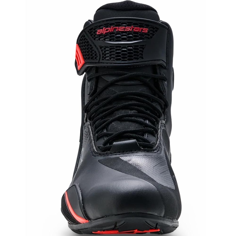 Alpinestars Faster-4 Drystar motociklu zābaki melni-fluorescējoši sarkani