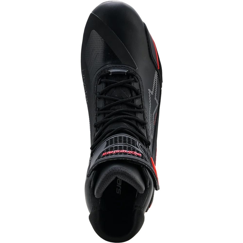 Alpinestars Faster-4 Drystar motociklu zābaki melni-fluorescējoši sarkani