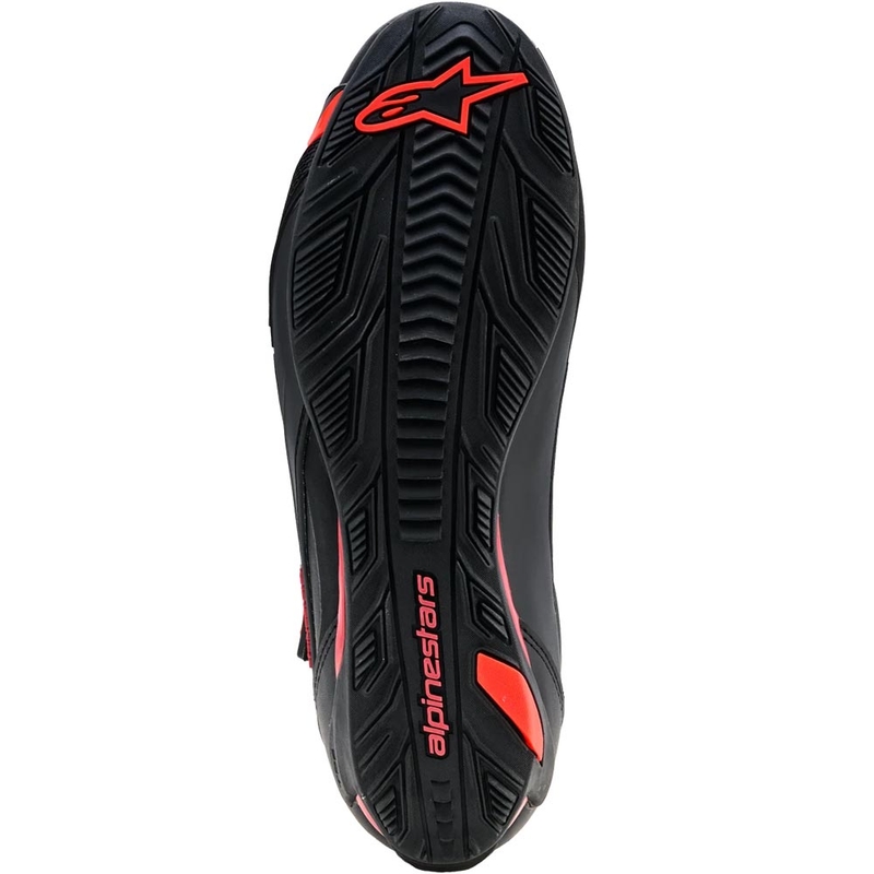 Alpinestars Faster-4 Drystar motociklu zābaki melni-fluorescējoši sarkani