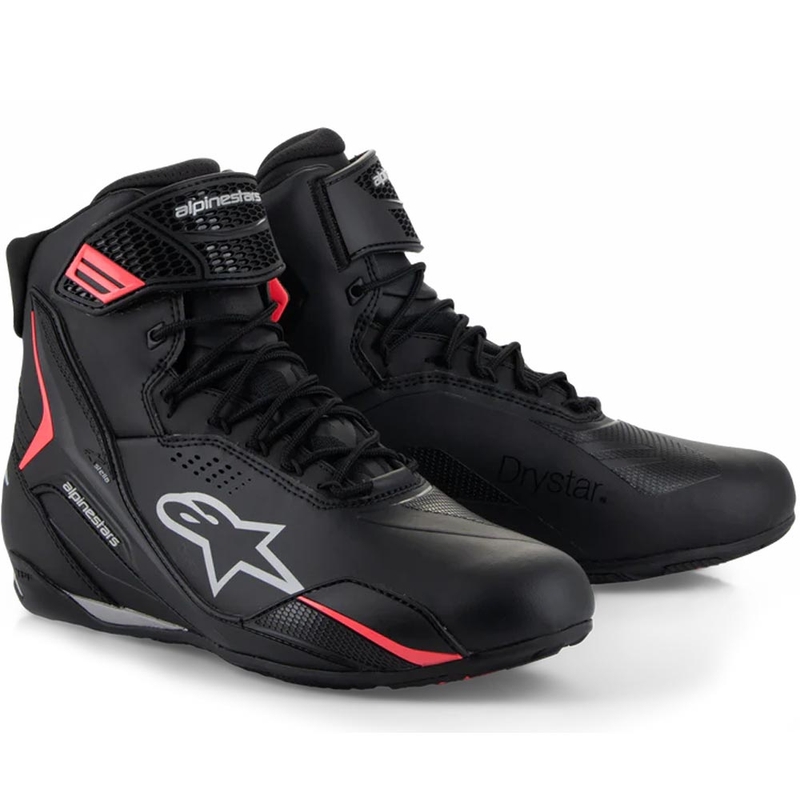 Alpinestars Stella Faster-4 Drystar sieviešu motocikla zābaki melni-pelēki-sarkani