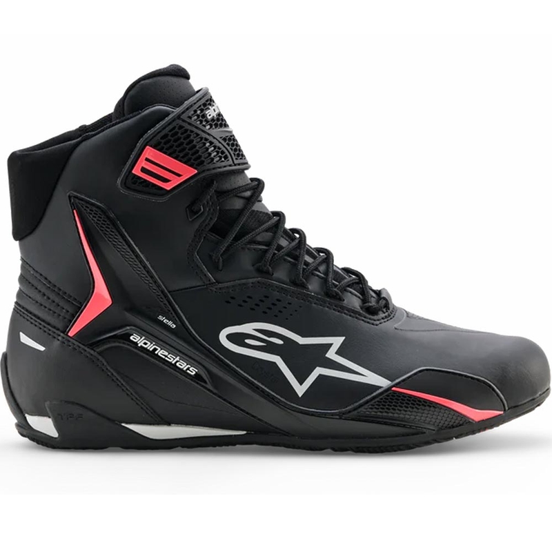 Alpinestars Stella Faster-4 Drystar sieviešu motocikla zābaki melni-pelēki-sarkani