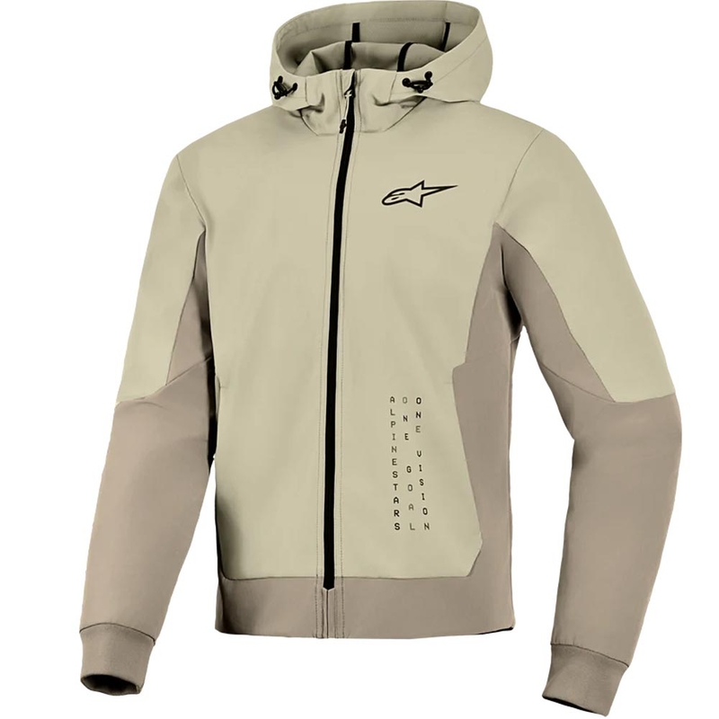 Alpinestars Radium Tech Hoodie motocikla džemperis ar smilšu brūnu kapuci