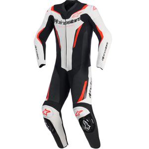 Alpinestars GP Force V2 divdaļīgs ādas kombinezons melns-balts-fluorescējoši sarkans