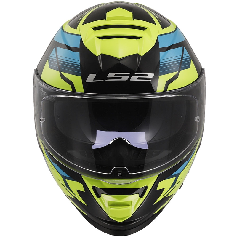 LS2 FF800 Storm II Tracker melns-fluo dzeltens integrālā moto ķivere