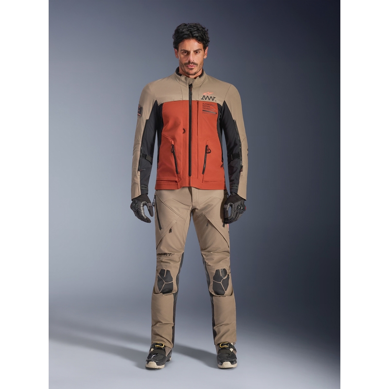 Alpinestars AMT-8 Stretch Drystar XF motocikla jaka brūna-oranža-melna