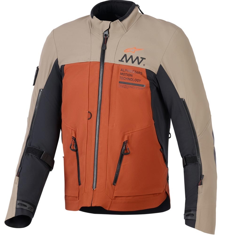 Alpinestars AMT-8 Stretch Drystar XF motocikla jaka brūna-oranža-melna