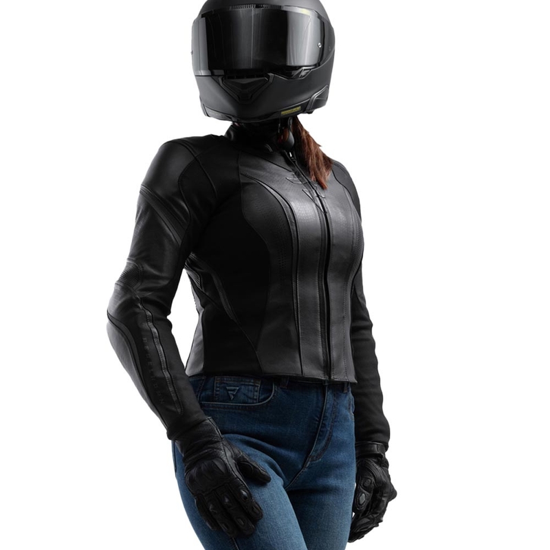 Sieviešu ādas motocikla jaka Rebelhorn Diva ST melna